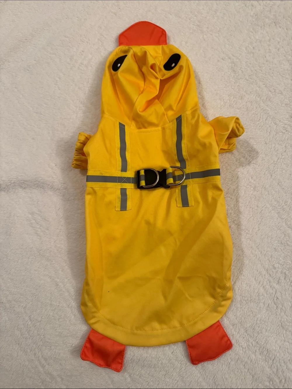 Yellow Duck Pet Raincoat with Reflective Stripes